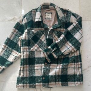 Abercrombie and Fitch Green and Cream Plaid Jacket